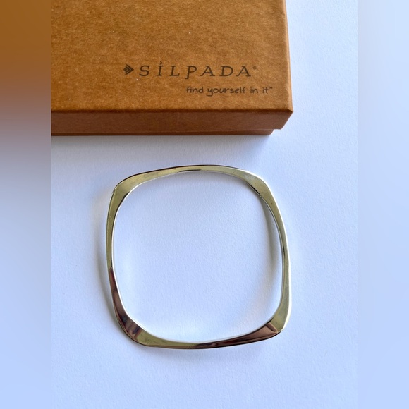 Silpada Vintage 925 Sterling Silver Hip to Be Square Bangle Bracelet B2278 - Picture 3 of 3